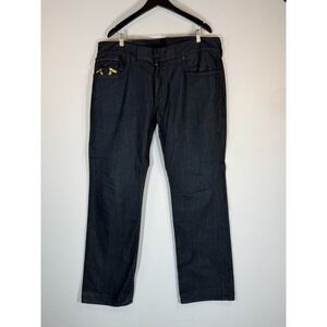 True Religion Section Straight Flap Jeans Black/Gold Horseshoe Men's 40